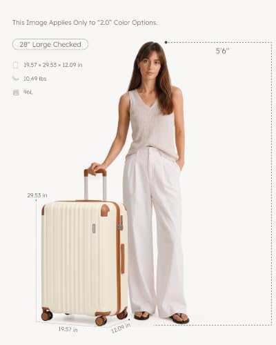 Luggage Lightweight and Durable Hardshell (Caramel Ivory2.0 / L(28in))