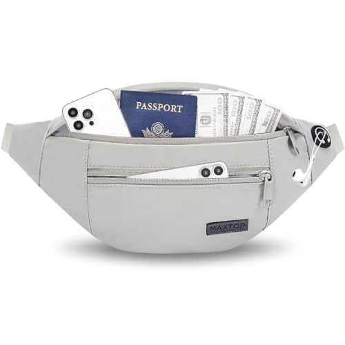 Large Grey Fanny Pack Crossbody Bags for Women Men Fashion Waist Bag (Cloud Grey / Large)