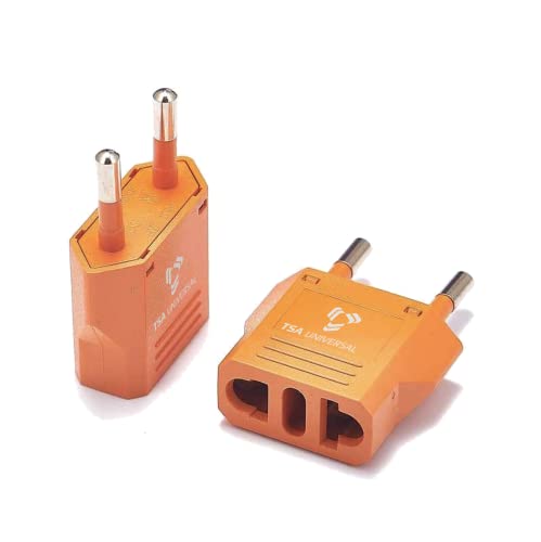 United States to Portugal Travel Power Adapter to Connect North American Electrical Plugs to Portuguese Outlets for Cell Phones (2-Pack / Orange)