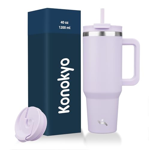 40 oz Insulated Tumbler Water Bottle with Handle (40 Ounces / Wisteria)