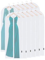 12PK Garment Bags for Hanging Clothes (60" 12PK / White-Translucent)