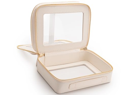 Large Clear Makeup Bags (Off-White / Dual Layer)