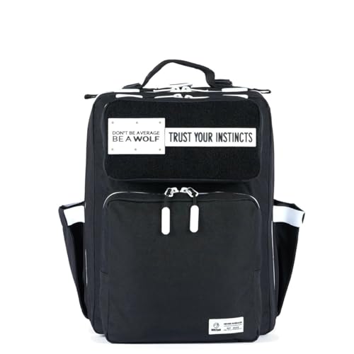 15L Slim Gym Backpack 1000D Travel EDC (Black With White Accents)