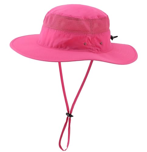 Women's Sun Hat UPF50+ Wide Brim Bucket Hats Mesh Sun Protection Caps for Fishing Camping Gardening Rose Red (One Size / Rose Red)