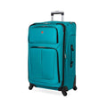 Sion Softside Expandable Spinner Luggage Durable Lightweight Travel Suitcase (Checked-Large 29-Inch / Teal)