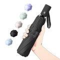 Small Compact Travel Umbrella with UV Protection for Sun & Rain (E-1-Deep Black)