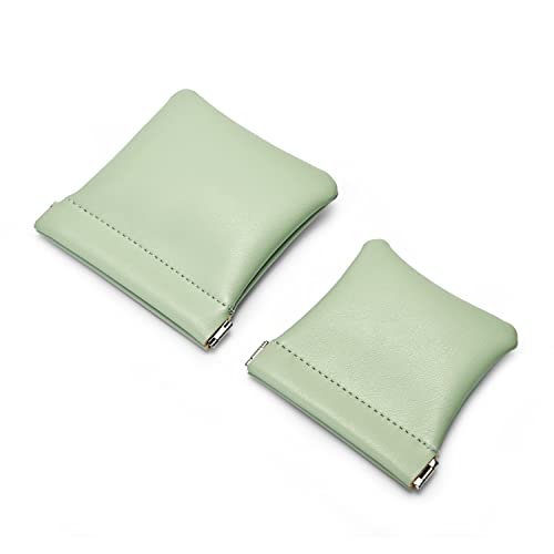 Green PU Leather Jewelry Pouch Portable Travel Small Jewelry Bag (Green / 3.54"x3.54")