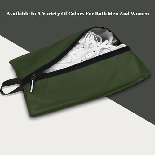 Shoe Bags for Travel Waterproof Odor Absorbing Lightweight Golf Soccer Shoe Storage Organizer Pouch with Smooth Zipper and Handle (Dark Green / 16.5 × 9.8 Inches | 1-Pack)