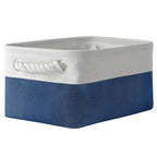 Storage Bins for Shelves (White & Blue / Small -11.8Lx7.9Wx5.2H)