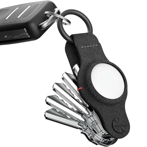 KeySmart Air AirTag Keychain Key Holder (Vegan Leather (2 Pack))