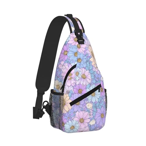 Sling Bag Daisy Flower Pastel Color Hiking Daypack Crossbody Shoulder Backpack Travel Chest Pack for Men Women (B0174)