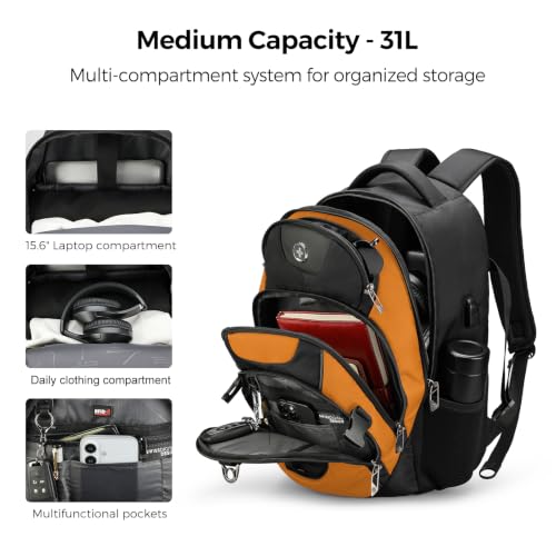 Design Laptop Backpack for Men with USB Charging Port SD803 (Orange/Black / Standard)