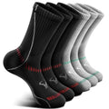 Men 6 Pack Athletic Compression Crew Socks for Running Gym Sports (7-8 / Gray Heather/Black 3716)