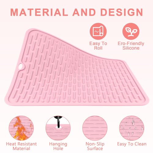 Oversize Silicone Heat Resistant Mat for Hair Tools (Pink)