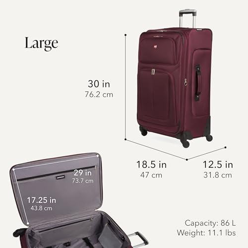 Sion Softside Expandable Spinner Luggage Durable Lightweight Travel Suitcase (2-Piece Set (Carry-On/Large) / Merlot)