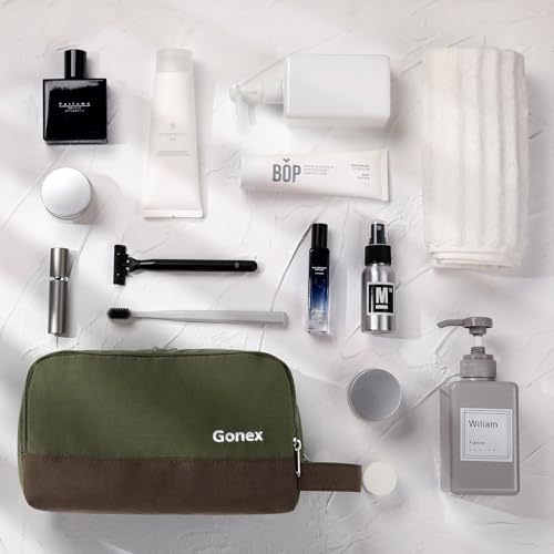 Travel Toiletry Bag for Men (Olive & Brown)
