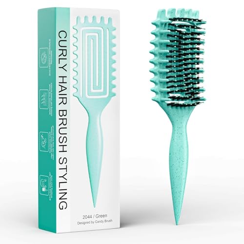 Curl Defining Brush with Side Gear for Curly Hair (Green)