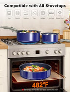 Pro Ceramic Pots and Pans Set & 2026 Upgraded Hybrid 3 (Royal Blue)