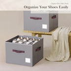 Shoe Organizer for Closet (Gray / 3 Pack)