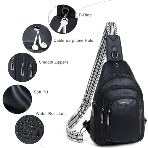 10L Crossbody Sling Bag for Women Men Anti Theft Cross Body Fanny Pack Belt Bag Purse Gifts for Women Faux Leather (10L / 10l-black)