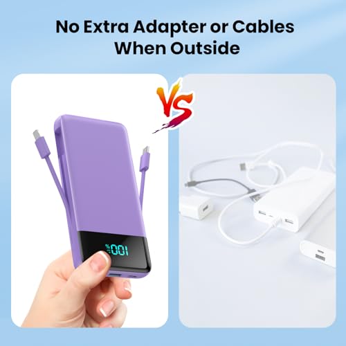 Portable Charger Power Bank for iPhone with Built (Purple)