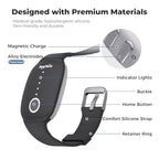 Fashion FDA Cleared Relieve Nausea Electrode Stimulator Morning Sickness Motion Travel Sickness Vomit Relief Rechargeable No Gel Drug Free Wrist Bands Without Side Effects (Charcoal Black)