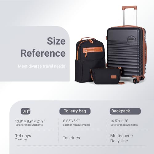 Luggage Sets 3Piece (Black / 3 Piece Sets (20/BP/TB))