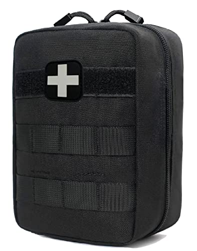 First Aid Kit EMT Medical IFAK Pouch Molle Tactical Med Emergency Bag Black (Black)