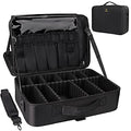 Makeup Case Large Makeup Bag Professional Train Case 16.5 inches Travel Cosmetic Organizer Brush Holder Waterproof Makeup Artist Storage Box (Large / Black)