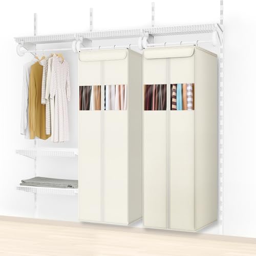Clear Garment Bags for Hanging Clothes Garment Storage Bags 54 in (Beige / 54"-2 Pack)