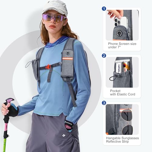 10L Hiking Backpack for Men Women Lightweight Foldable Small Daypack for Travel Camping Outdoor (Grey and Black / 10l)