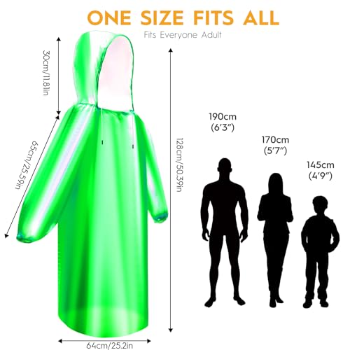 6 & 20 & 50 Pack Disposable Rain Ponchos for Adults (Green / 6 Pack)
