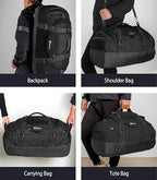 Duffle Backpack Convertible Travel Weekender Gym Bag Black 65L (65L / Black)