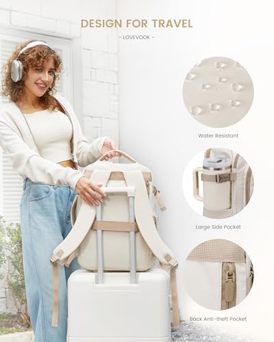 Travel Backpack for Women & Men (Beige / 18 Inch - 4 Pcs)