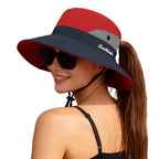 Women's Ponytail Safari Sun Hat (6 3/4-6 7/8 / 1-red)