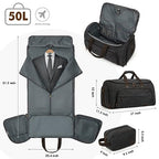 Carry On Garment Bag for Travel Convertible Garment Duffle Bag Suit Bags for Men Women Travel 2 in 1 Hanging Suitcase Business Travel Bag with Toiletry Bag (50l / Black)