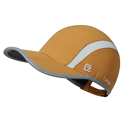 Baseball Cap Nylon Running Cap Outdoor Sports Hat for Men Women Adjustable Quick Drying Reflective Foldable UPF50+ Breath Mesh Race Performance Lightweight Dark Goldenrod (6 7/8-7 1/2 / Dark Goldenrod)