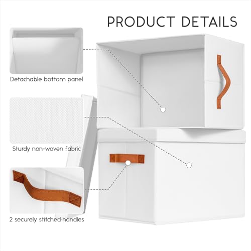 Storage Bins with Lids (White / L(4-Pack))