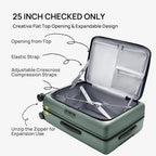 Carry On Luggage 22x14x9 Airline Approved (05-Creamy Matcha Tea / Carry-On 20-Inch (Clamshell, 34L))