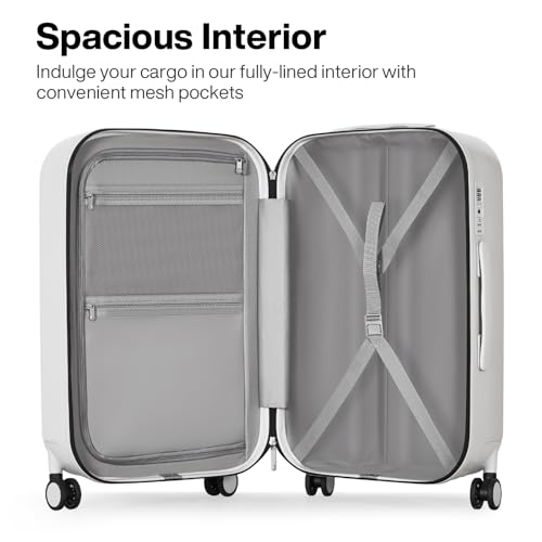 24 Inch Checked Luggage PC Hardshell Suitcases with Wheels for Travel Woman Men (Smoke White TSA2 / 24-inch)