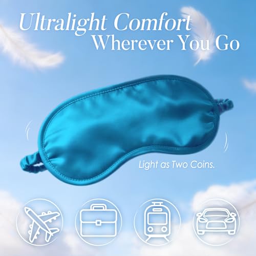 Mulberry Silk Sleep Eye Mask for Sleeping Women Men (Peacock Blue / 1 Count (Pack of 1))