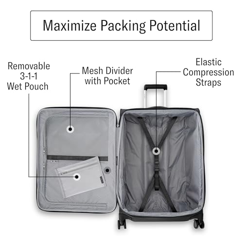 UpLIFT Lightweight Large Checked Softside Luggage with Spinner Wheels (Large Checked / Black)