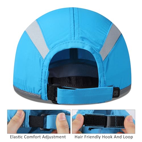Baseball Cap Nylon Running Cap Outdoor Sports Hat for Men Women Adjustable Quick Drying Reflective Foldable UPF50+ Breath Mesh Water Repellency Race Performance Lightweight Sky Blue (6 7/8-7 1/2 / Sky Blue)