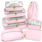 8 Set Packing Cubes for Travel (8 Set - Petal Pink / Set of 8)