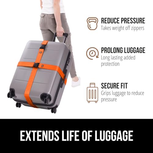 Heavy Duty Luggage Straps for Suitcase (Orange)