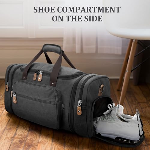 Canvas Duffle Bag (Dark Grey / X-Large-60L (With Shoe Compartment))