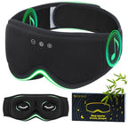 Bamboo Cotton Large Sleep Mask with Bluetooth Wireless Headphones (Dark Black)