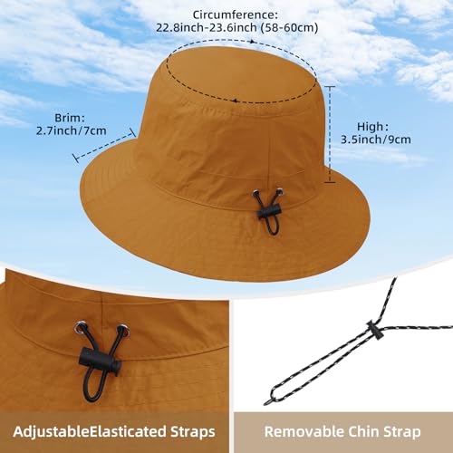 Waterproof Bucket Hats for Woman UPF 50+ Sun Hat Dark Mustard (Dark Mustard)