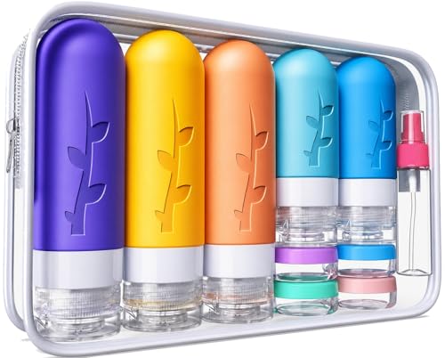 19pack TSA Approved Travel Bottles for Toiletries (Multicolor)