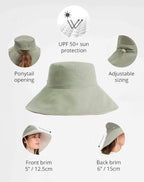 Ultra Wide Cotton Linen Hat (Large-X-Large / Sage / Beige)